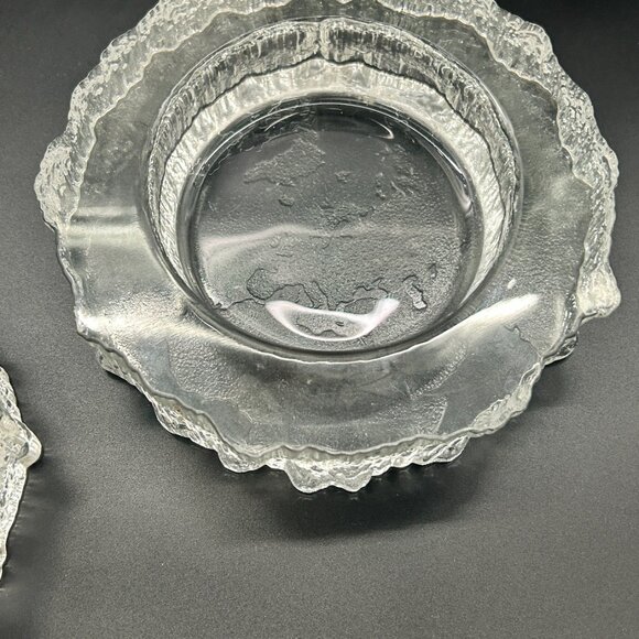 Vintage Iittala Aslak Glass Dishes Candle Holders Tapio Wirkkala Set of 2 Decor - Picture 5 of 10